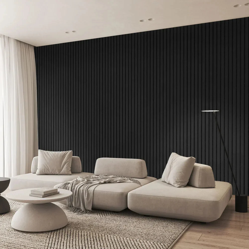 Wall with acoustic slats